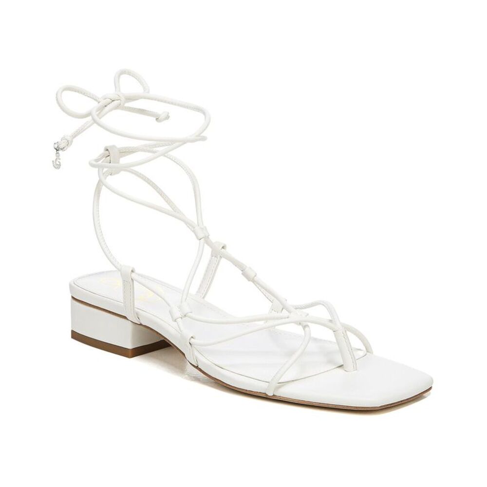 Sam Edelman White Strappy Lace-Up Block Heel Sandals